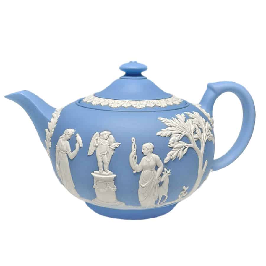 Wedgwood Light Blue Jasper Maidens Tea Pot Clyde on 4th Antiques