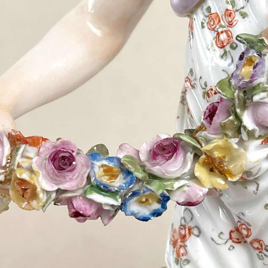 Meissen Figurine Of A Lady Holding A String Of Flowers - Clyde on 4th ...