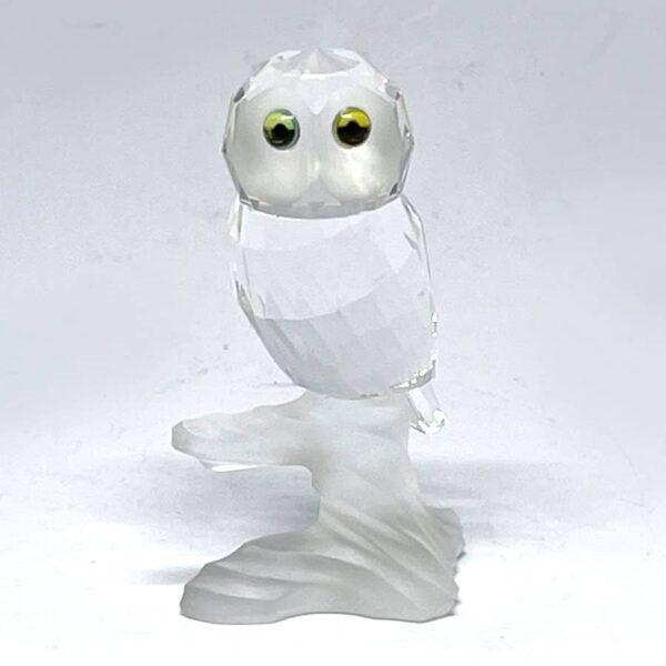 Swarovski Owl Green Eyes On Tree Trunk