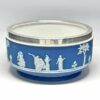 Wedgwood Cobalt Blue Jasperware Silver Plated Rim Maidens Bowl