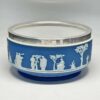 Wedgwood Cobalt Blue Jasperware Silver Plated Rim Maidens Bowl