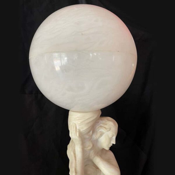 Art Nouveau Marble and Alabaster Maiden Lamp C1910