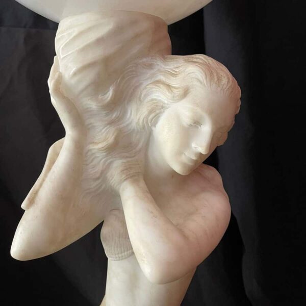 Art Nouveau Marble and Alabaster Maiden Lamp C1910