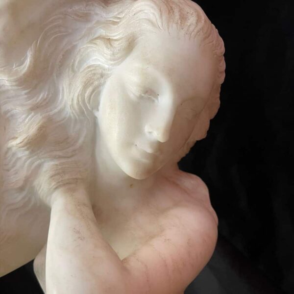 Art Nouveau Marble and Alabaster Maiden Lamp C1910