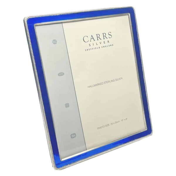 Carrs Hallmarked Sheffield Silver And Blue Enamel Picture Frame 20th