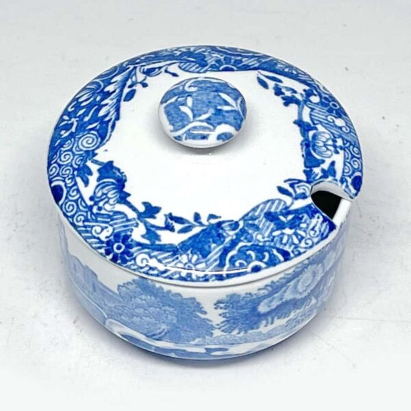 Copeland-spode-blue-Italian-lidded-mustard-dish-blue-mark-1 Copeland Spode Blue Italian Lidded Mustard Pot Blue Mark