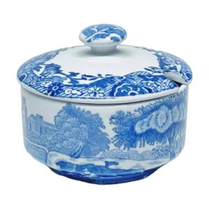 Copeland Spode Blue Italian Lidded Mustard Pot Blue Mark