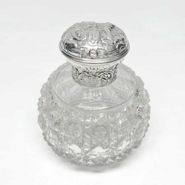 Silver  Cut Glass Perfume Bottle London 1917 William Comyns