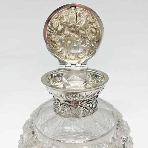Silver  Cut Glass Perfume Bottle London 1917 William Comyns