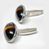 Tigers Eye Silver Cufflinks