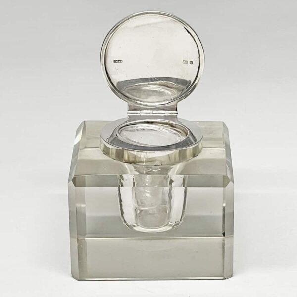 Hallmarked-silver-inkwell-Birmingham-1907-2 Hallmarked Silver Inkwell Birmingham 1907