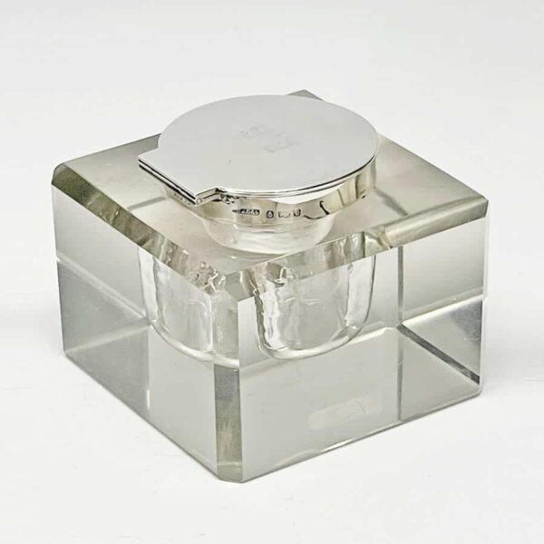 Hallmarked-silver-inkwell-Birmingham-1907-3 Hallmarked Silver Inkwell Birmingham 1907