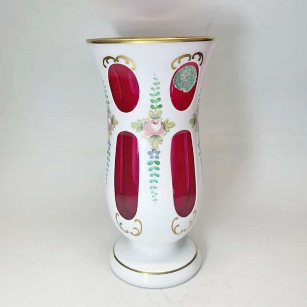 Bohemian Glass Hand Painted Vase C1940