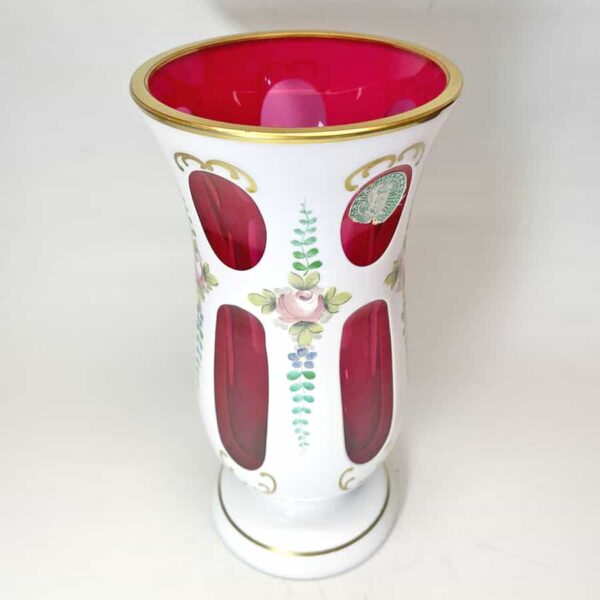 Bohemian Glass Hand Painted Vase C1940