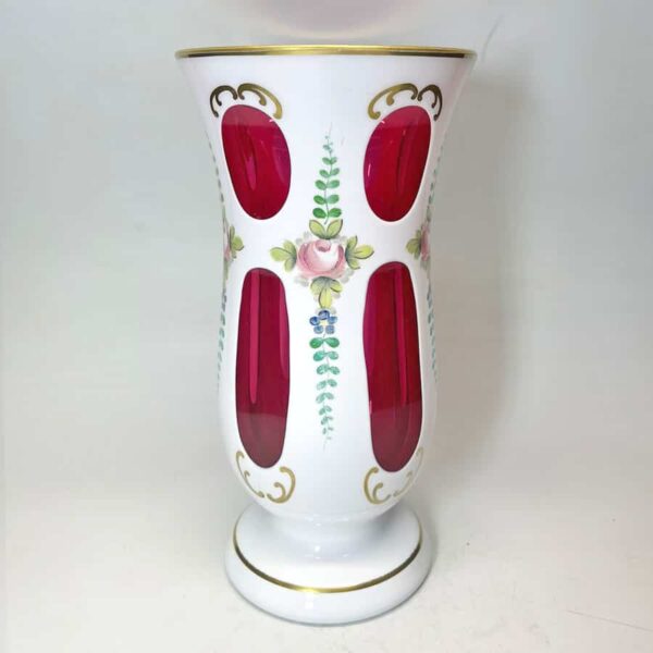 Bohemian Glass Hand Painted Vase C1940