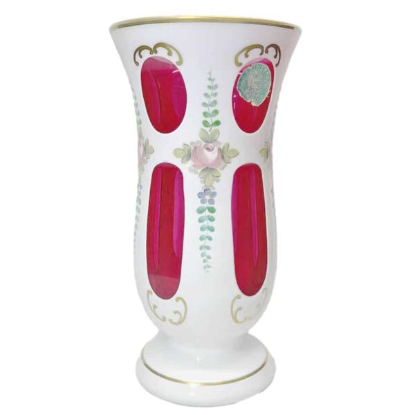 Bohemian Glass Hand Painted Vase C1940