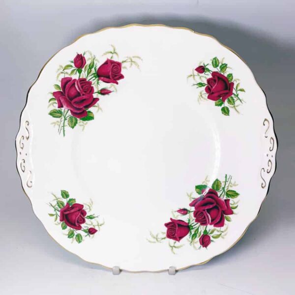 Colclough Red Tea Rose Tea Cake Plate  7981