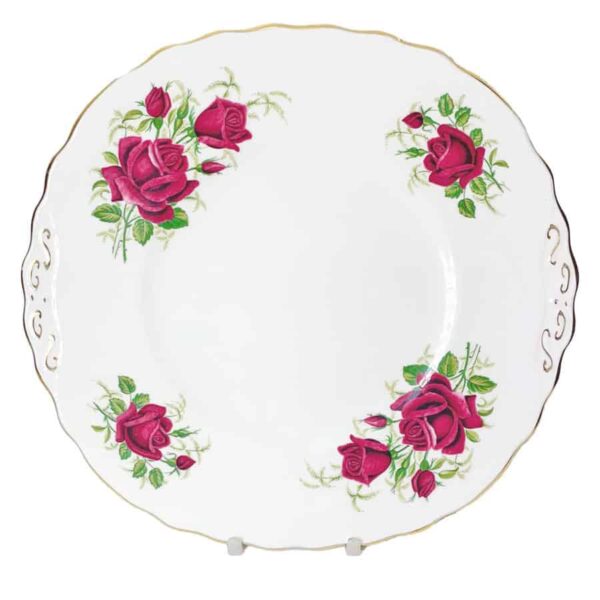 Colclough Red Tea Rose Tea Cake Plate  7981