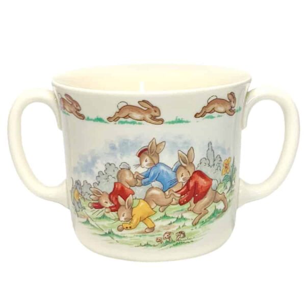 Royal Doulton Bunnykins Double Handled Mug Wheel Barrow Race