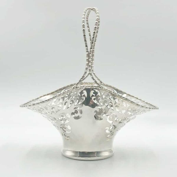 Hallmarked Silver Basket With Pierced Detail Sheffield 1905