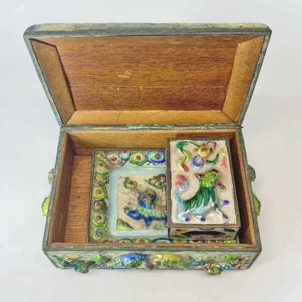 Antique-Chinese-cloisonné-enamel-smokers-companion-set-2 Antique Chinese Cloisonné Enamel Smokers Companion Set
