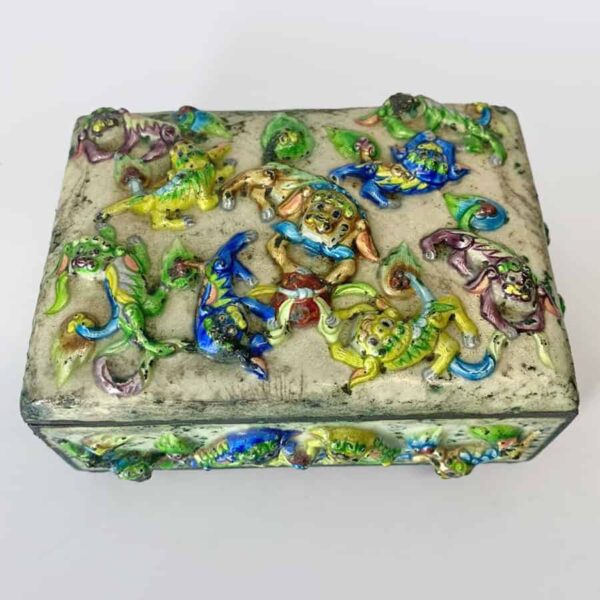 Antique-Chinese-cloisonné-enamel-smokers-companion-set-3 Antique Chinese Cloisonné Enamel Smokers Companion Set