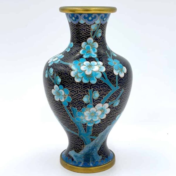 Pair-Chinese-cloisonné-vases-apple-blossom-3 Pair Chinese Cloisonné Vases Apple Blossoms