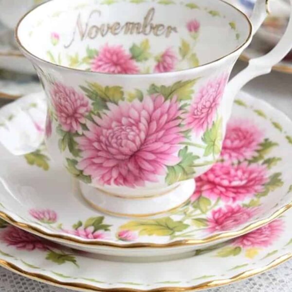 Royal Albert Flowers Of The Month November Crysthanamum Pattern Trio