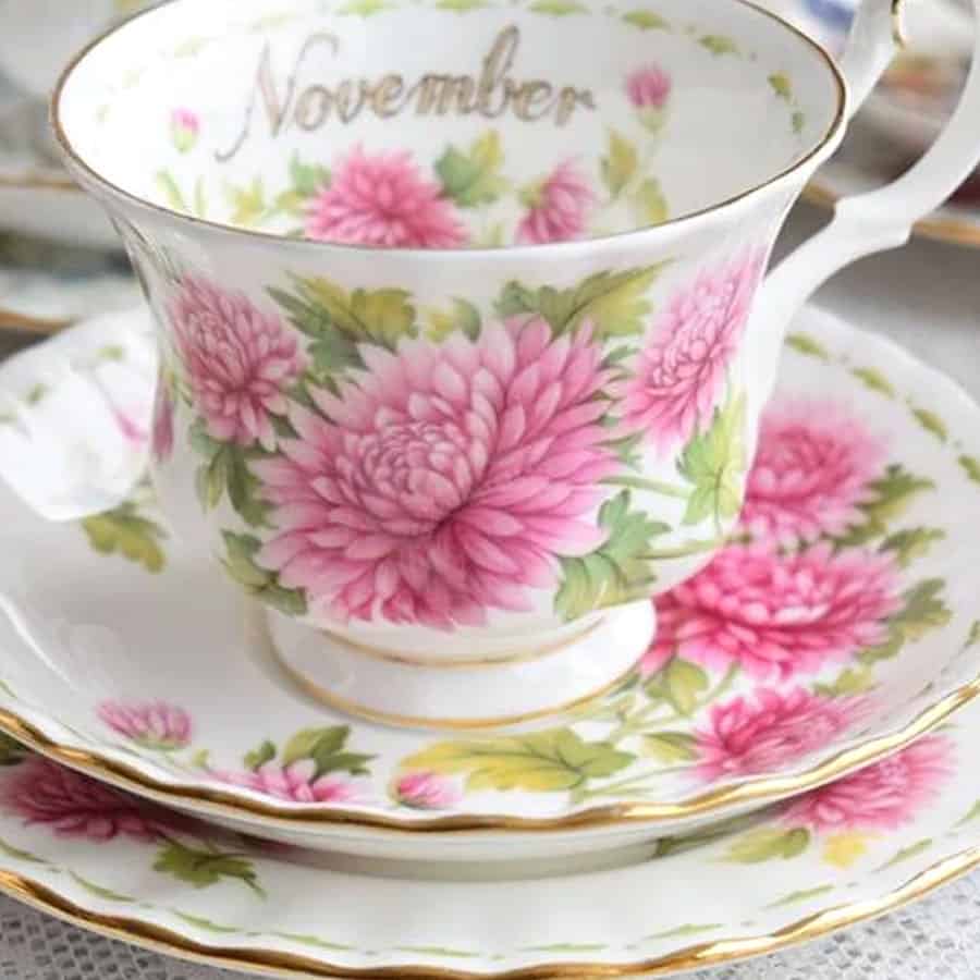 Royal Albert Flowers Of The Month November Crysthanamum Pattern