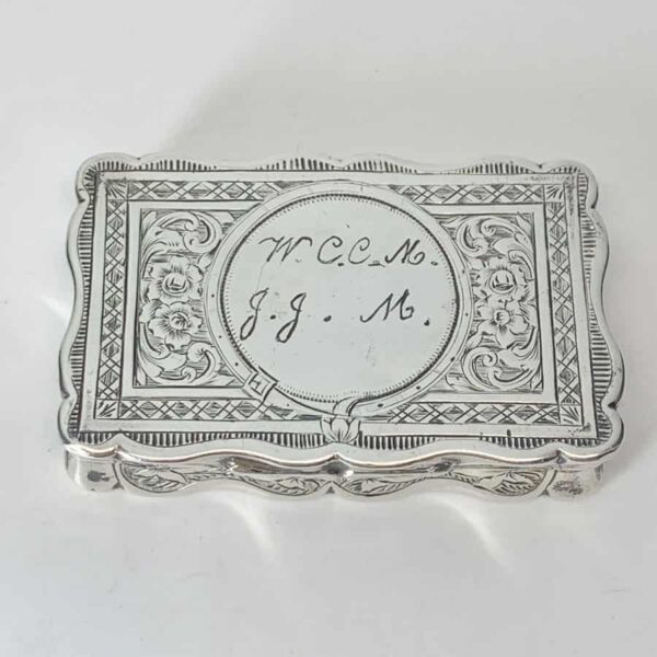 Victorian-hallmarked-silver-snuff-box-Birmingham-1899-George-unite-2 Victorian Hallmarked Silver Snuff Box Birmingham 1899 George Unite