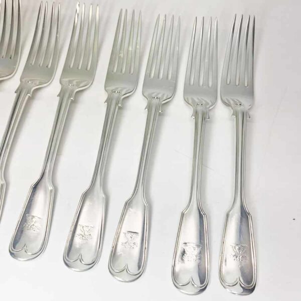 Antique Silver Victorian Fiddle and Thread Service Main Forks 1865