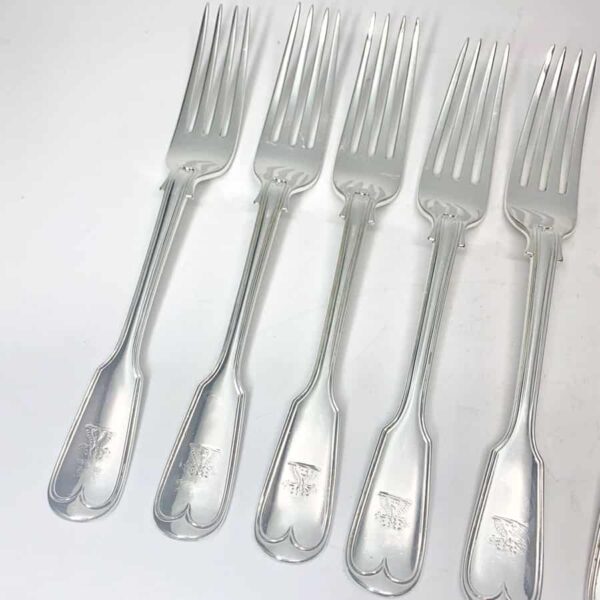 Antique Silver Victorian Fiddle and Thread Service Main Forks 1865