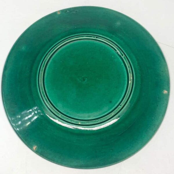 Green Majolica Grape Leaf Plate 19th