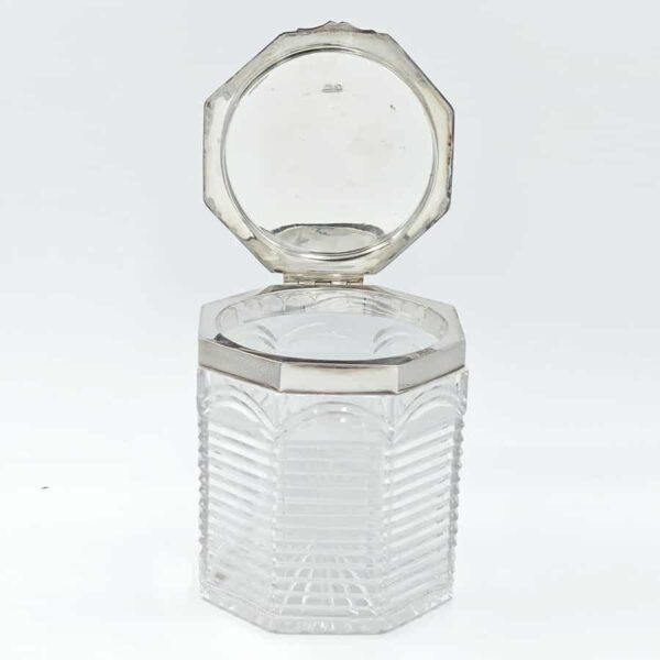 Hallmarked Silver And Cut Glass Biscuit Barrel Birmingham 1902