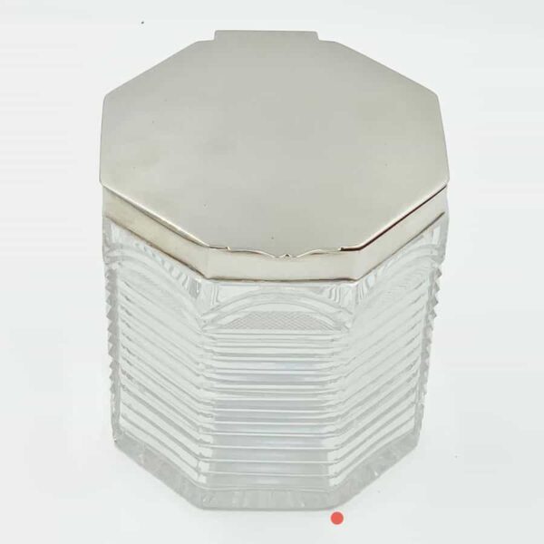 Hallmarked Silver And Cut Glass Biscuit Barrel Birmingham 1902