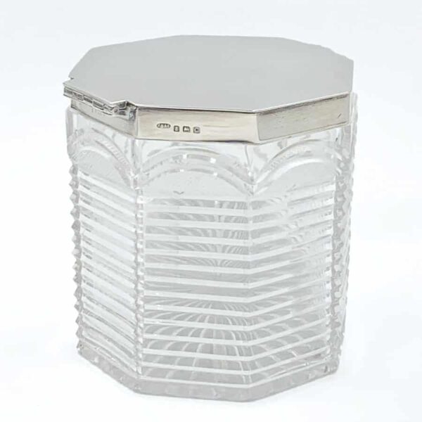 Hallmarked Silver And Cut Glass Biscuit Barrel Birmingham 1902