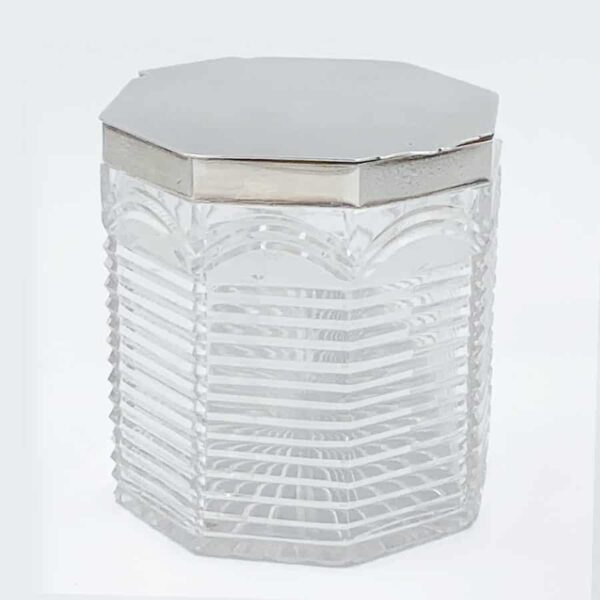 Hallmarked Silver And Cut Glass Biscuit Barrel Birmingham 1902