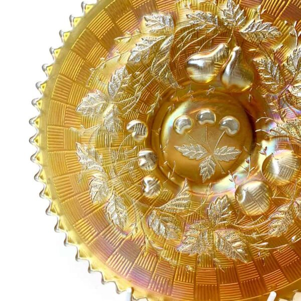 Northwood Carnival Glass Marigold Three Fruits Bowl C1920