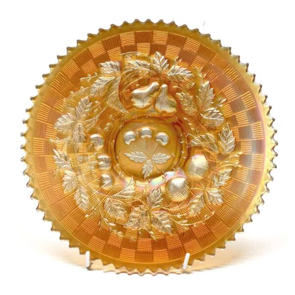 Northwood Carnival Glass Marigold Three Fruits Bowl C1920