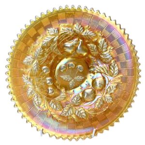 Northwood Carnival Glass Marigold Three Fruits Bowl C1920