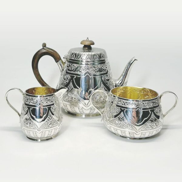 Hallmarked Silver Bachelor Tea Set  London 1884