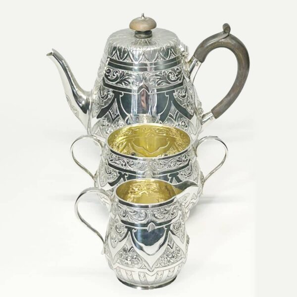 Hallmarked Silver Bachelor Tea Set  London 1884