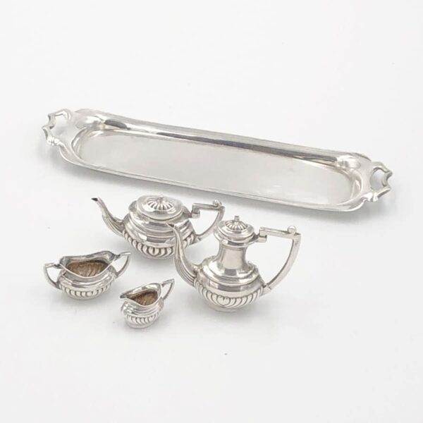 Hallmarked Silver Miniature Tea Service on Tray London 1971