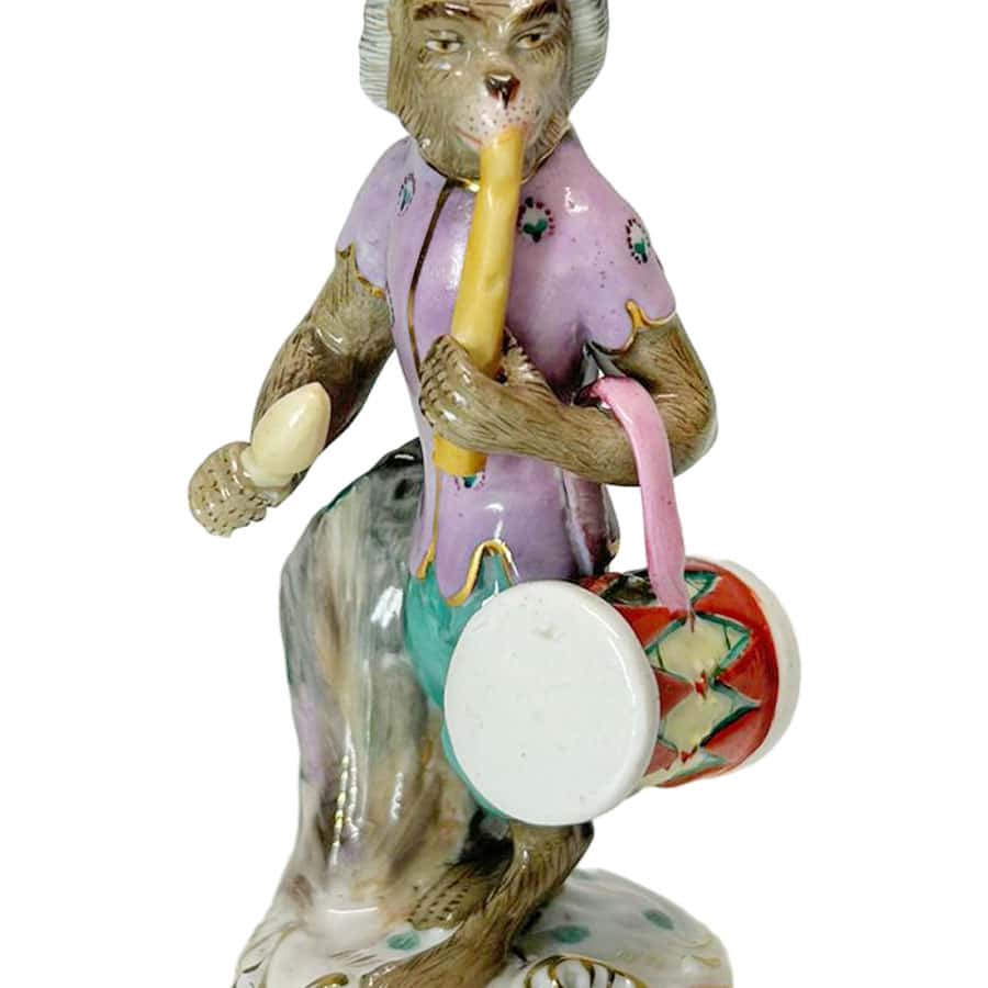 ミュージシャン pre-school Steak COTTON FIGURE Sitzendorf Porzellanmanufaktur Monkey Band Drummer Player - Clyde