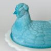 White Indiana Glass Milk and Blue Glass Hen On Nest C1940