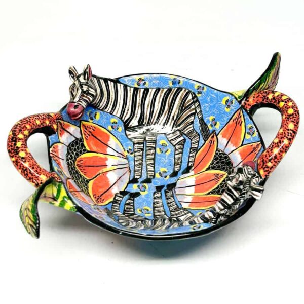 Ardmore Hand Painted Zebra Bowl 2008 Elsie