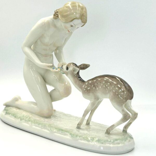 Art Deco Lorenz Carl Werner Hutschenreuter Good Friends Girl With Fawn