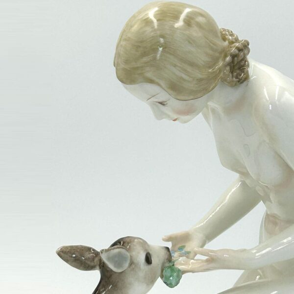 Art Deco Lorenz Carl Werner Hutschenreuter Good Friends Girl With Fawn
