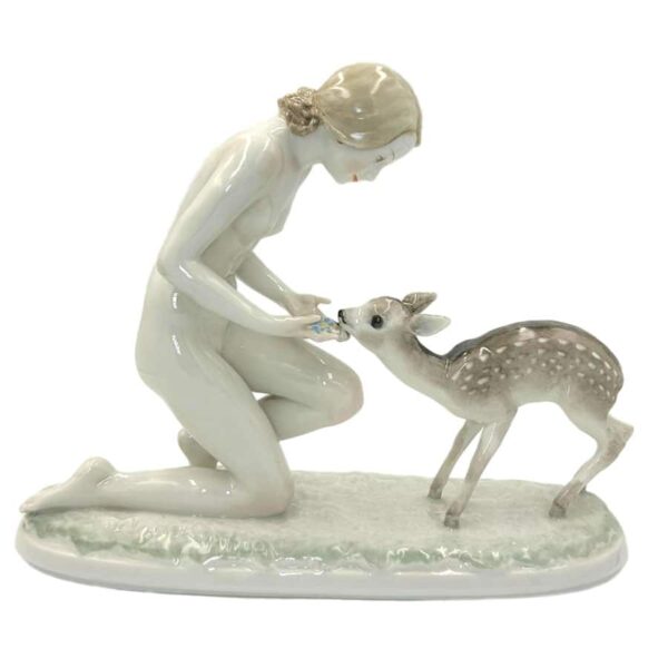 Art Deco Lorenz Carl Werner Hutschenreuter Good Friends Girl With Fawn