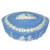 Wedgwood Blue Jasperware Reclining Cherub With Dog Classic Trinket